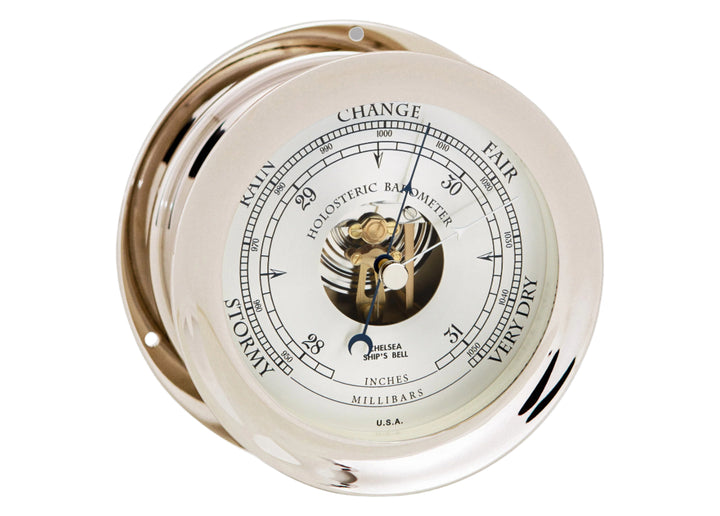 6" Ship's Bell Barometer in Nickel